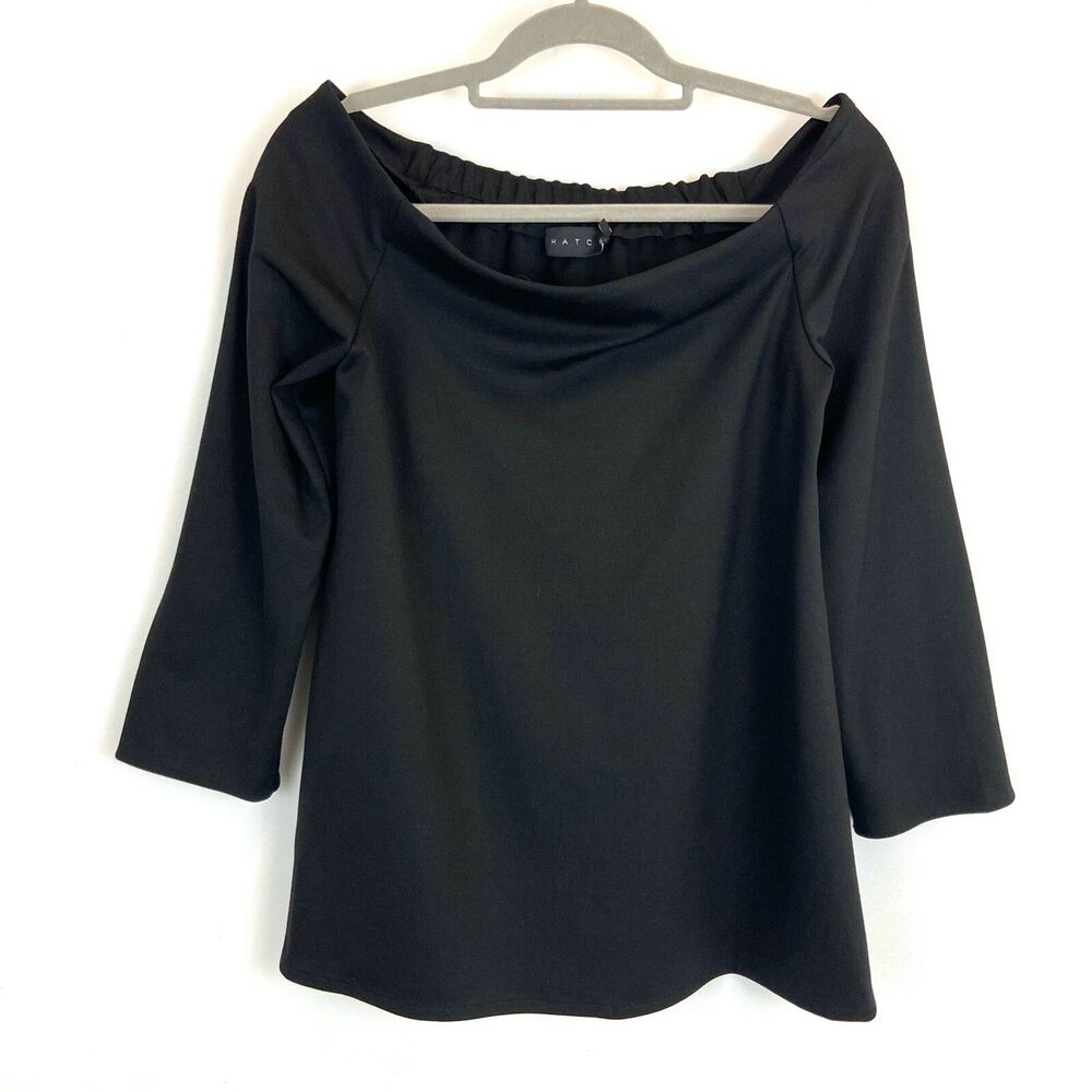 Hatch off the‎ shoulder black maternity blouse One Size